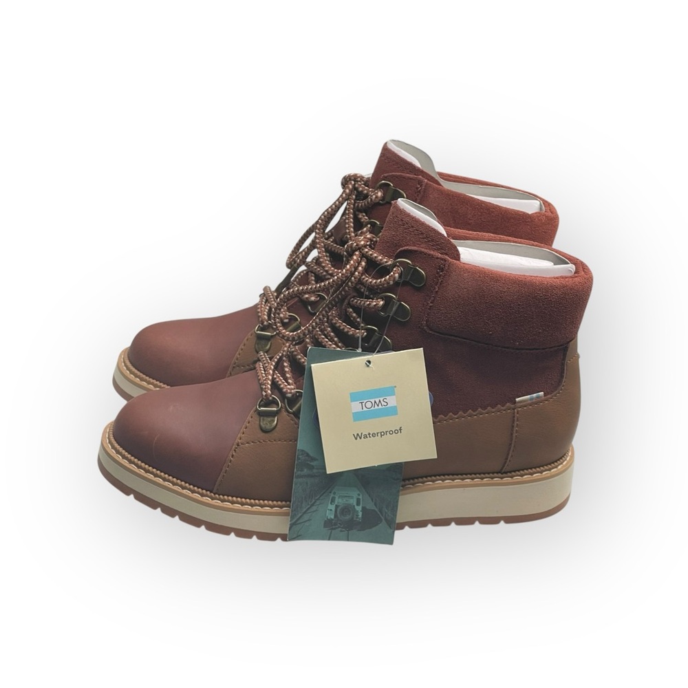 new Toms ☀︎︎ Mesa Waterproof Leather Bootie ☀︎︎ Hiking Boot ☀︎︎ Penny Brown ☀︎ - Picture 6 of 16